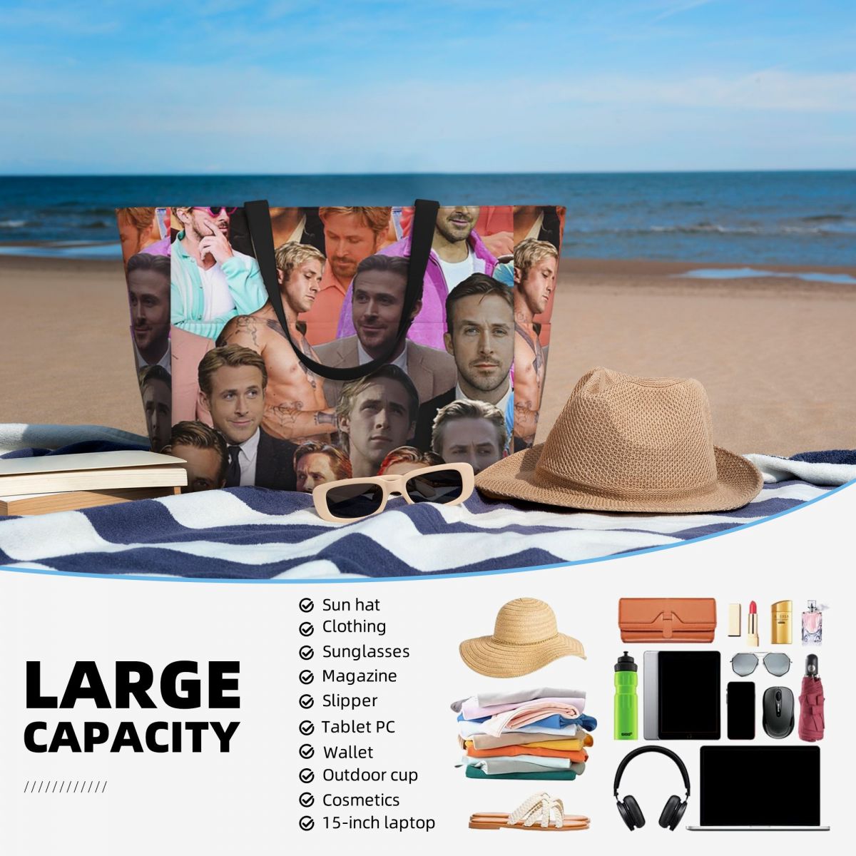 Torba plażowa z kolażem zdjęć  – Yoga Fitness Photos recenzja i cena